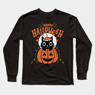 Happy Halloween - Pumpkin Cat Long Sleeve T-Shirt